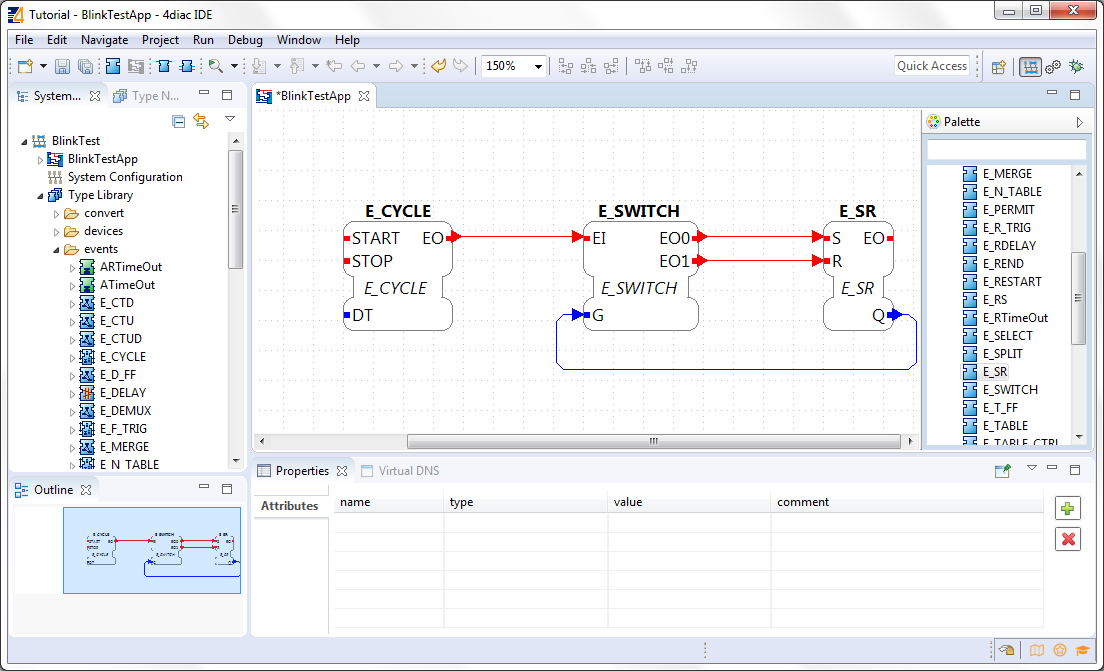 FB с соединениями для примера Blink