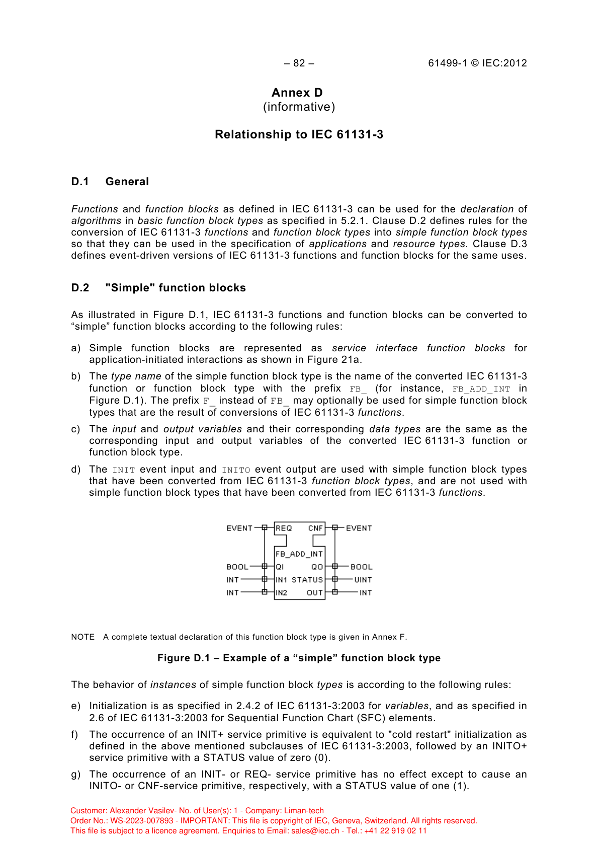 Рисунок D.1 — Пример «простого» типа ФБ
