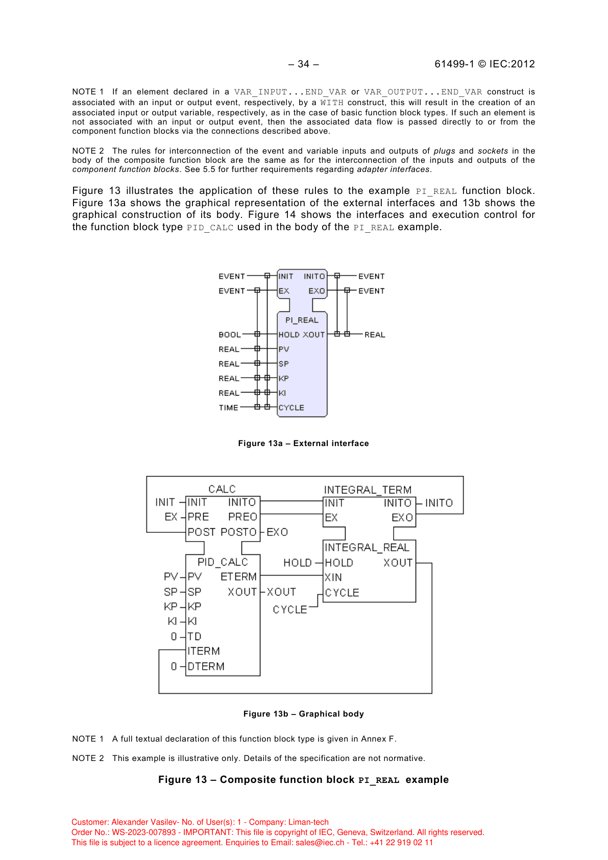 Составной функциональный блок PI_REAL — интерфейс и тело