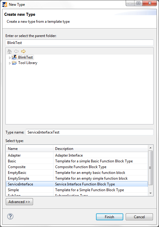 Мастер создания Service Interface FB
