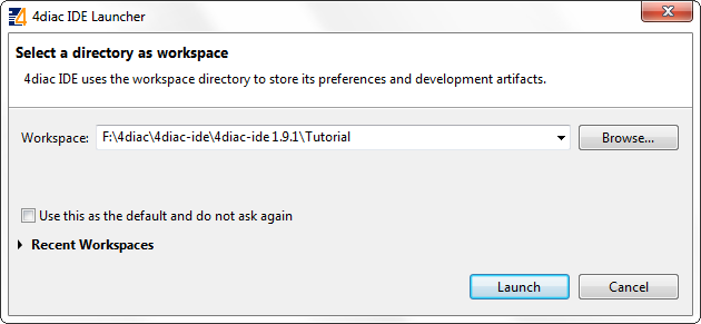 Выбор рабочего пространства