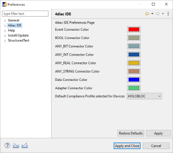 Настройки 4diac IDE