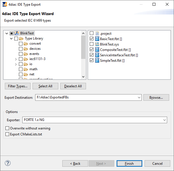 Мастер экспорта типов