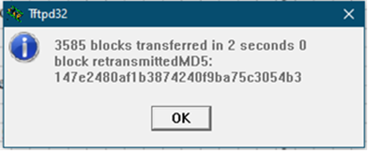 Рисунок 15 — Окончание загрузки по TFTP